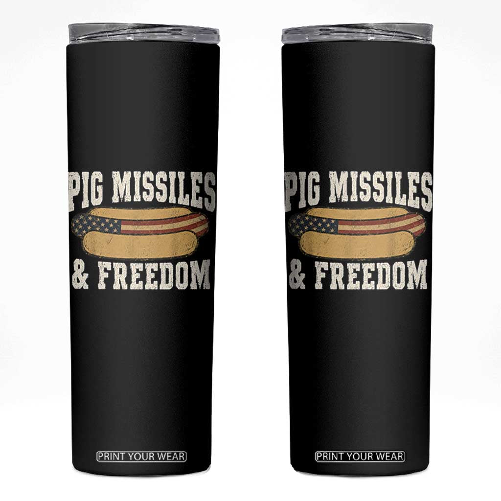 Pig Missiles And Freedom 4th of July Patriotic Hotdog Skinny Tumbler TS11 Black Print Your Wear