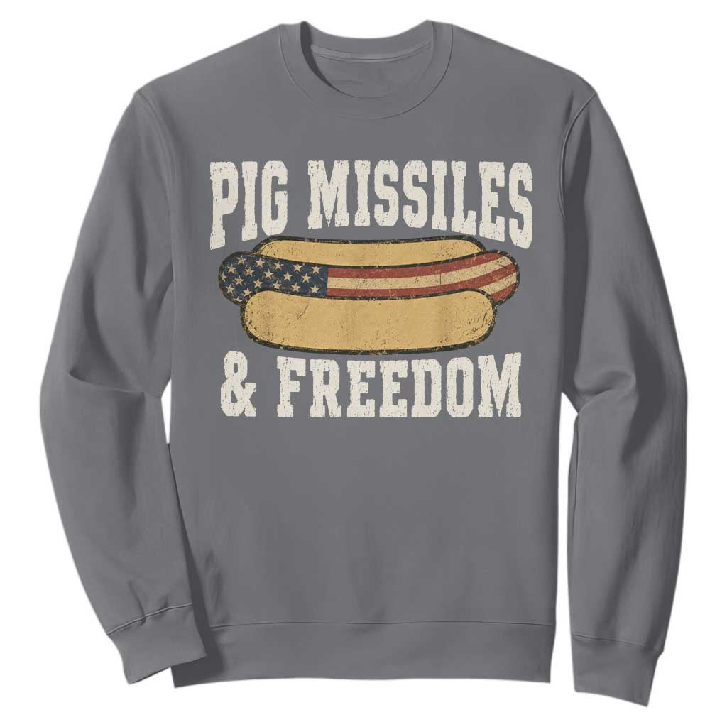 Pig Missiles And Freedom 4th of July Patriotic Hotdog Sweatshirt