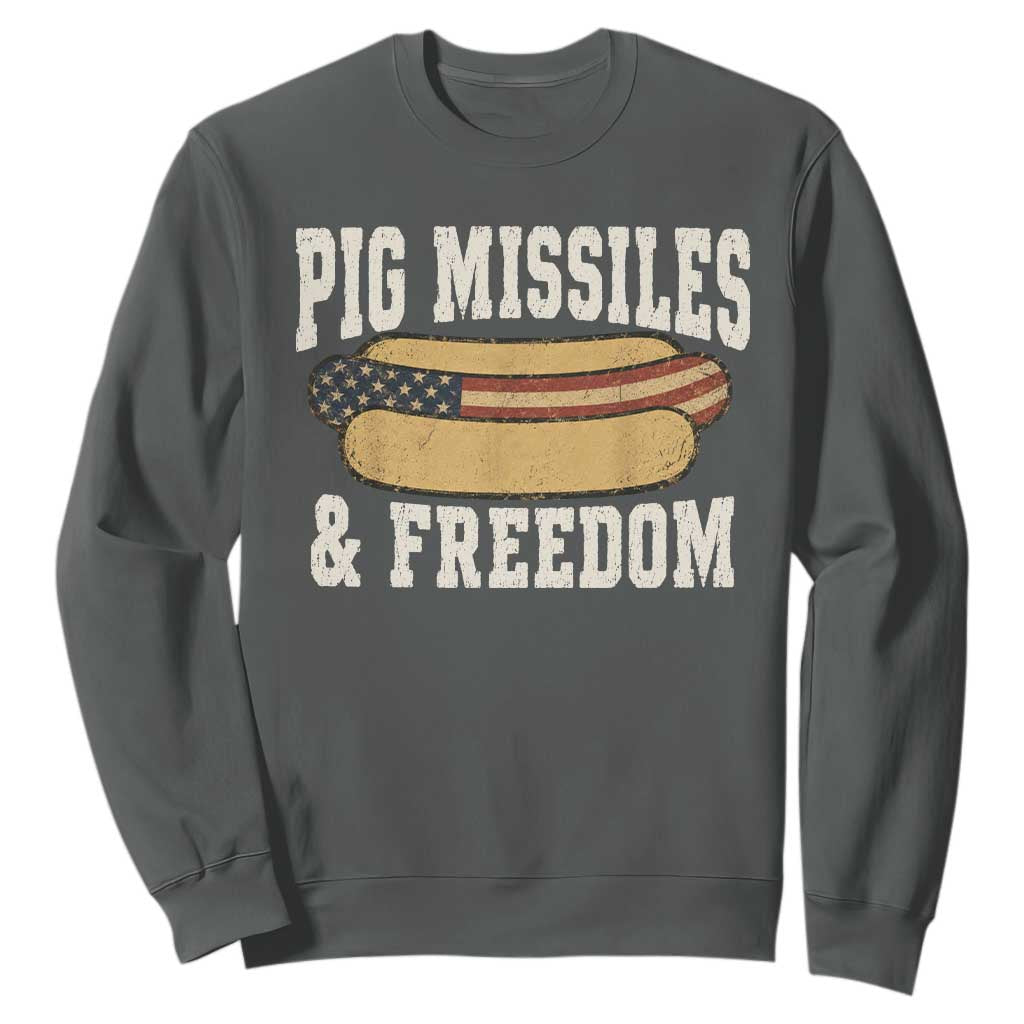 Pig Missiles And Freedom 4th of July Patriotic Hotdog Sweatshirt