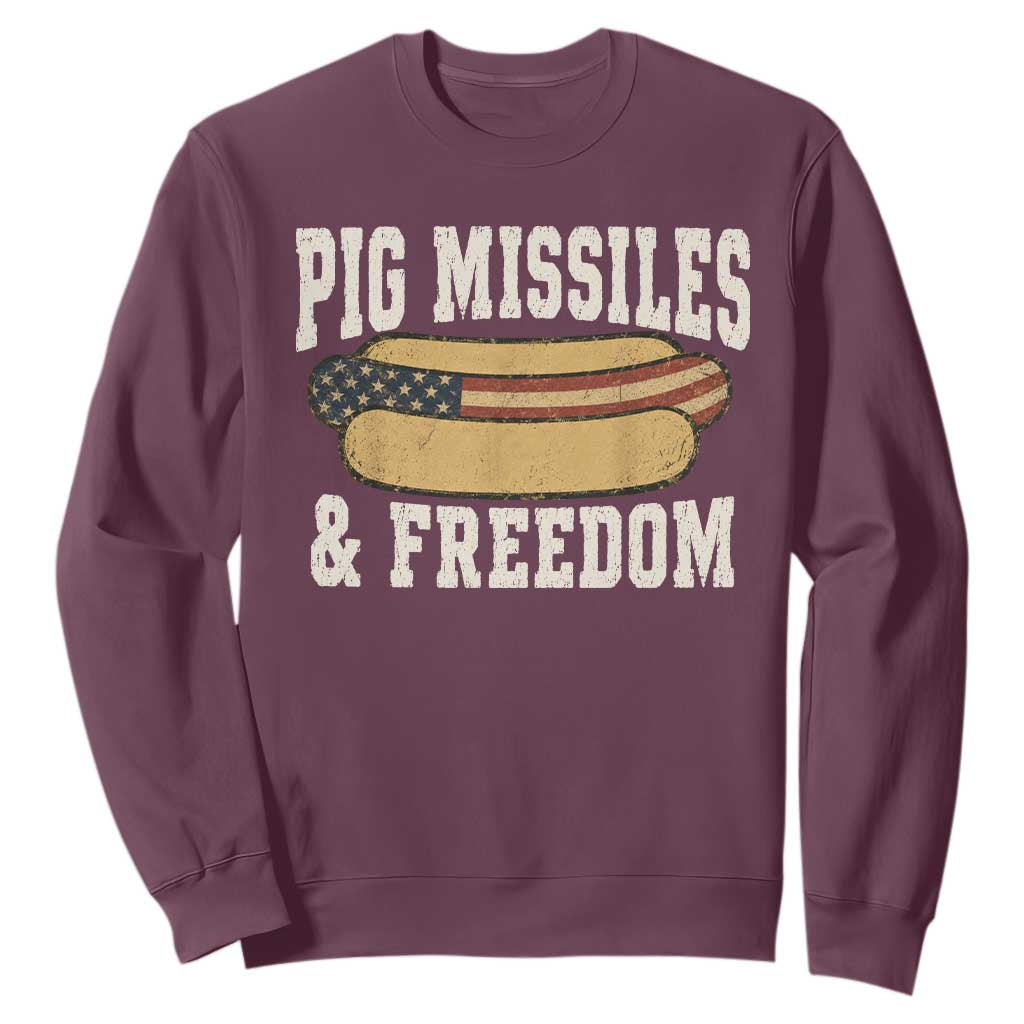 Pig Missiles And Freedom 4th of July Patriotic Hotdog Sweatshirt