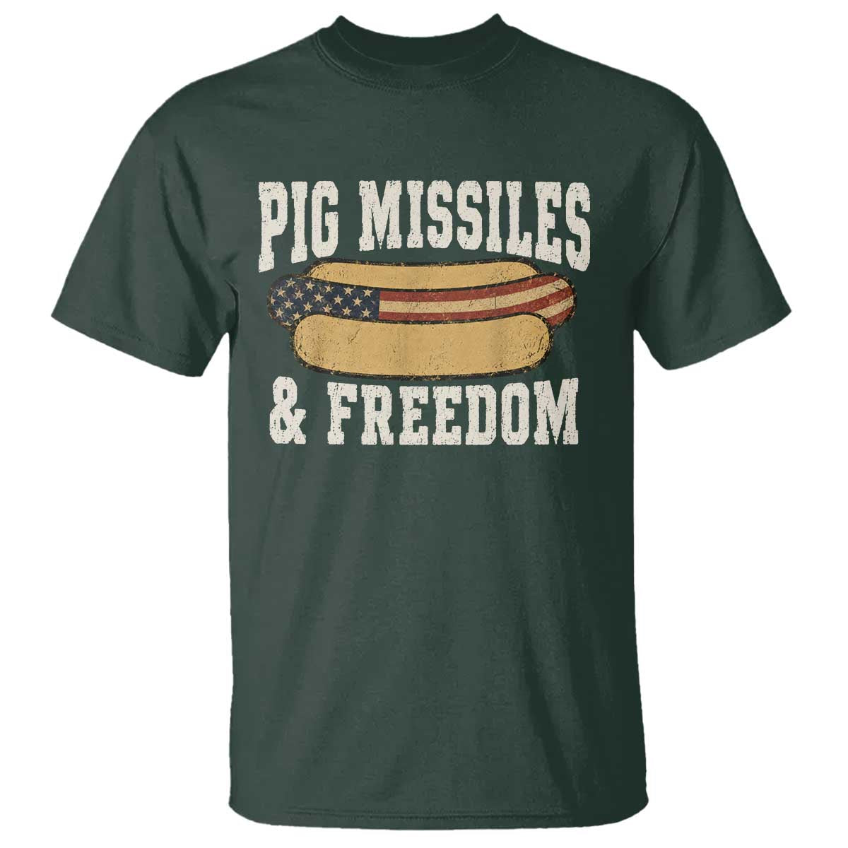 Pig Missiles And Freedom 4th of July Patriotic Hotdog T Shirt