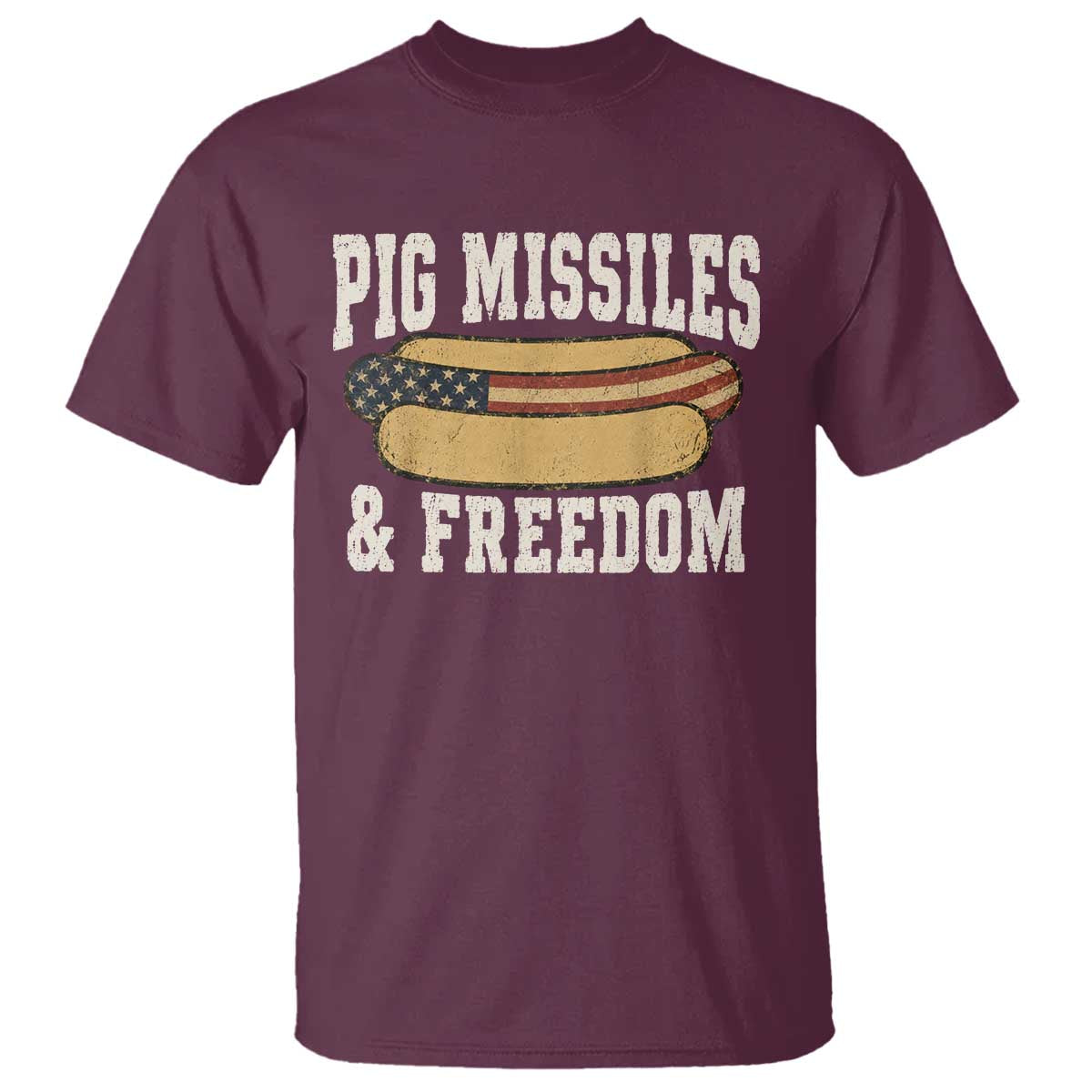 Pig Missiles And Freedom 4th of July Patriotic Hotdog T Shirt