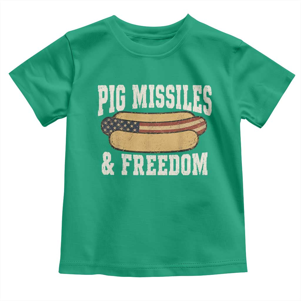 Pig Missiles And Freedom 4th of July Patriotic Hotdog Toddler T Shirt