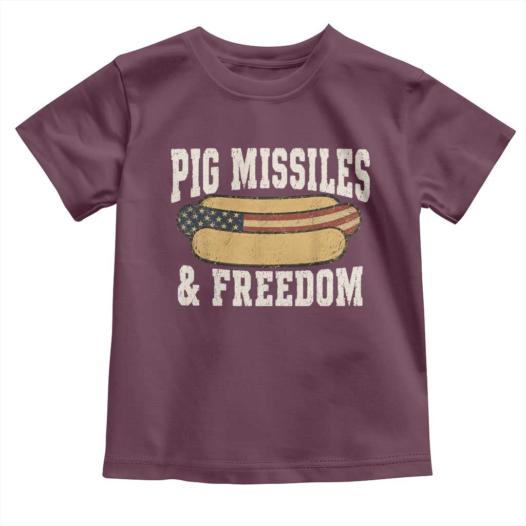 Pig Missiles And Freedom 4th of July Patriotic Hotdog Toddler T Shirt