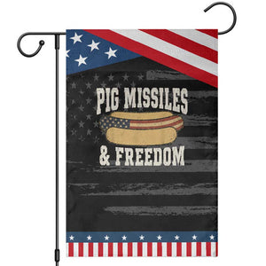 Pig Missiles And Freedom 4th of July Patriotic Hotdog Patriotic Garden Flag TS11 Distressed Black Blue Print Your Wear