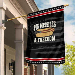 Pig Missiles And Freedom 4th of July Patriotic Hotdog Patriotic Garden Flag TS11 Distressed Black Red Print Your Wear