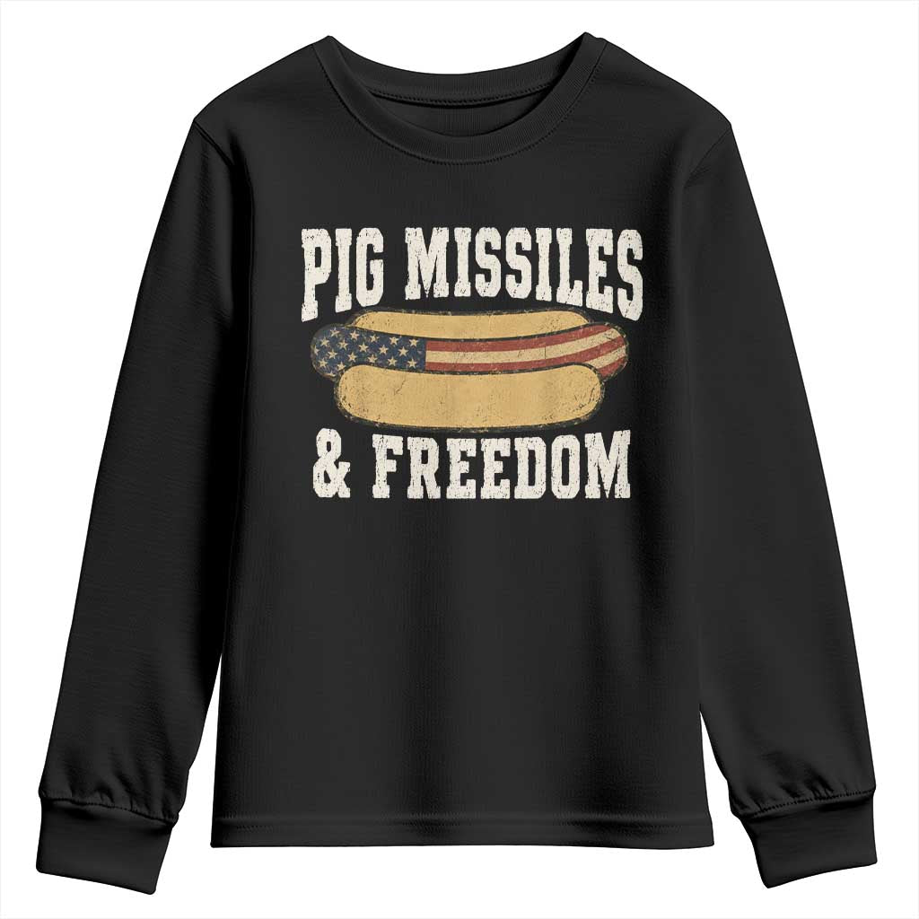 Pig Missiles And Freedom 4th of July Patriotic Hotdog Youth Sweatshirt
