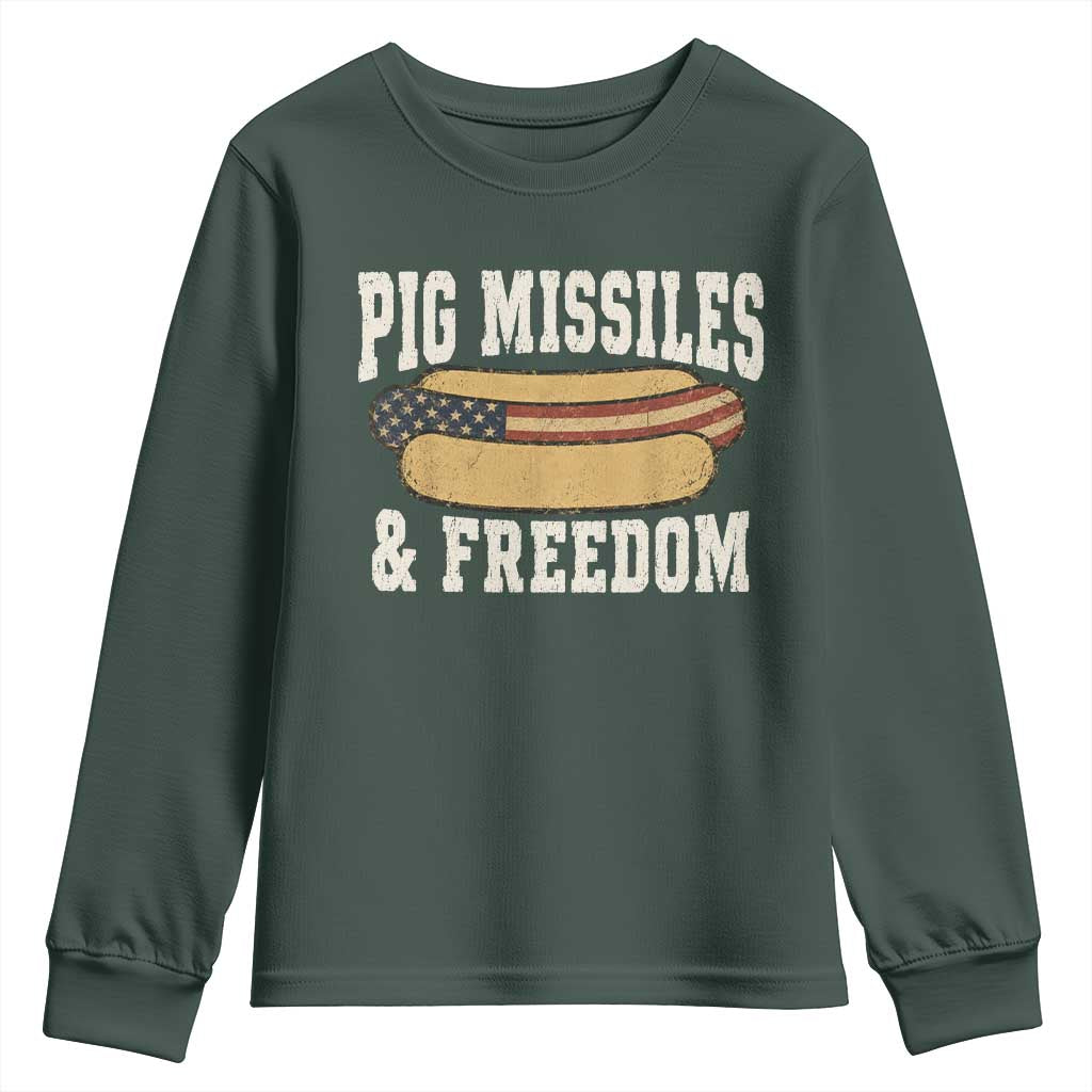 Pig Missiles And Freedom 4th of July Patriotic Hotdog Youth Sweatshirt