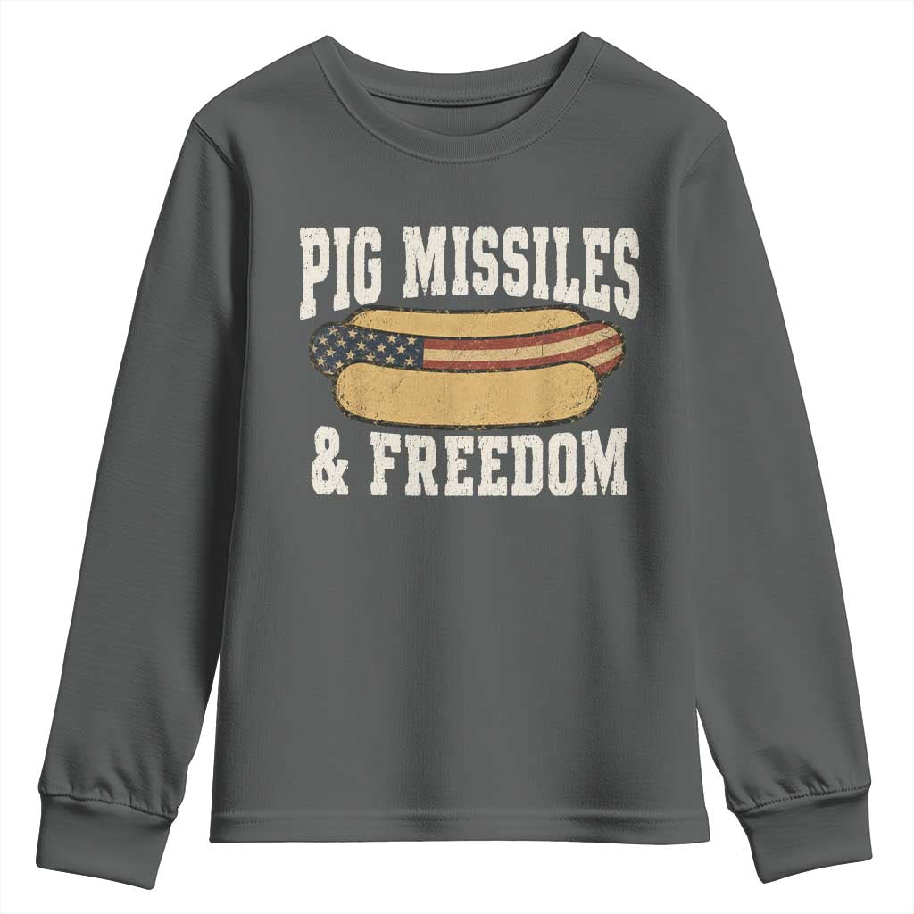 Pig Missiles And Freedom 4th of July Patriotic Hotdog Youth Sweatshirt