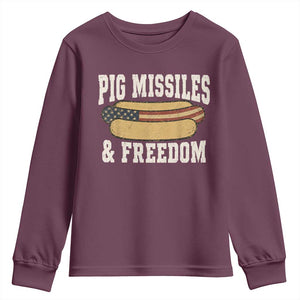 Pig Missiles And Freedom 4th of July Patriotic Hotdog Youth Sweatshirt