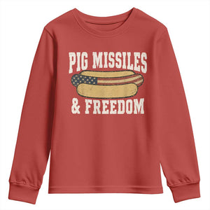 Pig Missiles And Freedom 4th of July Patriotic Hotdog Youth Sweatshirt