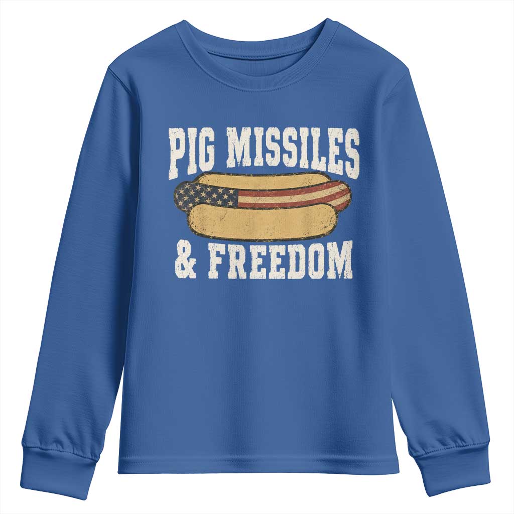 Pig Missiles And Freedom 4th of July Patriotic Hotdog Youth Sweatshirt
