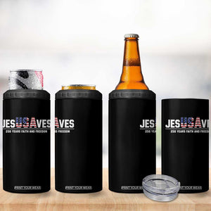Jesus Saves USA 250th Anniversary 4 in 1 Can Cooler Tumbler 250 Years of Fath And Freedom 4th of July