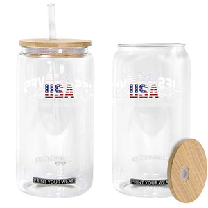Jesus Saves USA 250th Anniversary Glass Can 250 Years of Fath And Freedom 4th of July