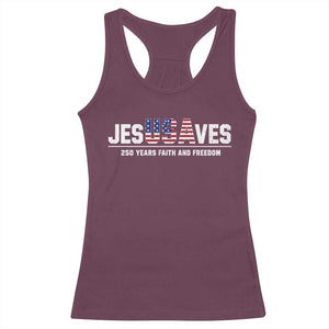 Jesus Saves USA 250th Anniversary Racerback Tank Top 250 Years of Fath And Freedom 4th of July