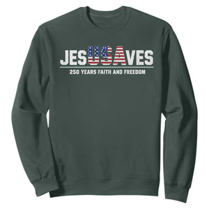 Jesus Saves USA 250th Anniversary Sweatshirt 250 Years of Fath And Freedom 4th of July