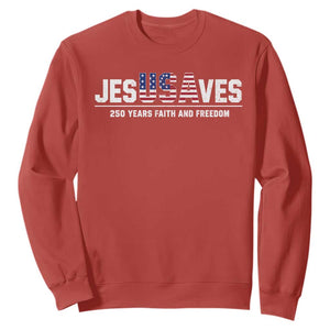 Jesus Saves USA 250th Anniversary Sweatshirt 250 Years of Fath And Freedom 4th of July
