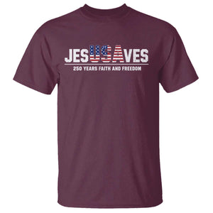 Jesus Saves USA 250th Anniversary T Shirt 250 Years of Fath And Freedom 4th of July