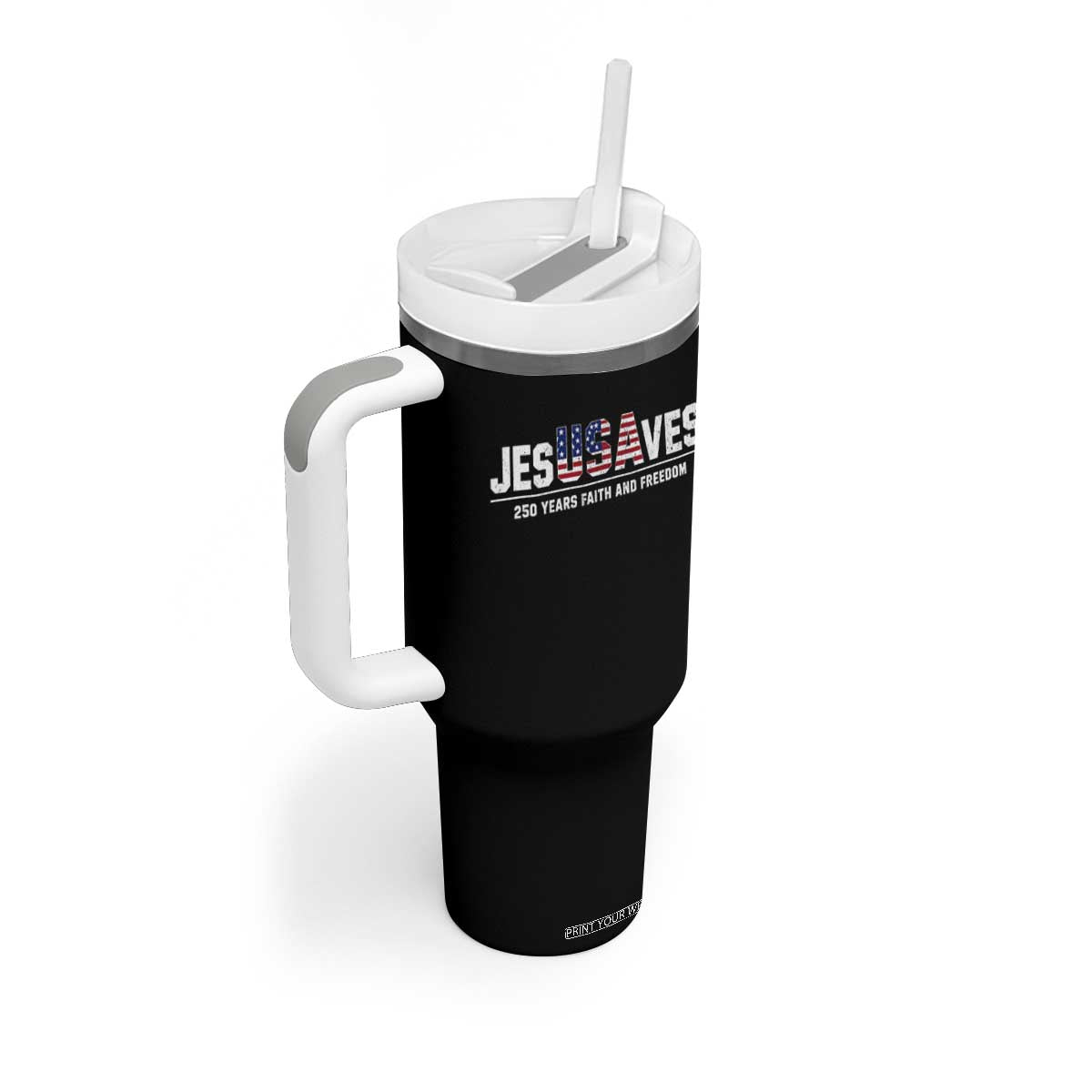 Jesus Saves USA 250th Anniversary Tumbler With Handle 250 Years of Fath And Freedom 4th of July