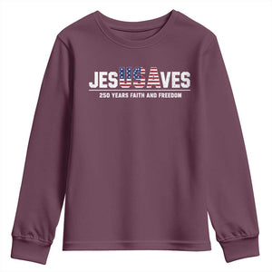 Jesus Saves USA 250th Anniversary Youth Sweatshirt 250 Years of Fath And Freedom 4th of July