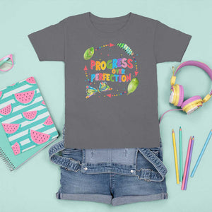 Progress Over Perfection T Shirt For Kid Caterpillar Back To School TS11 Charcoal Print Your Wear