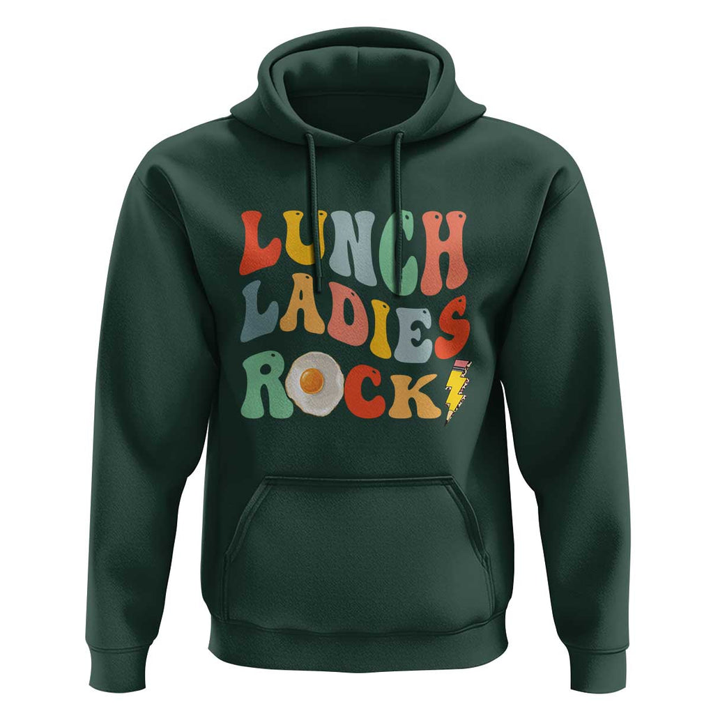 Lunch Ladies Rock Hoodie Retro Groovy Cafeteria Crew Egg Pencil TS11 Dark Forest Green Print Your Wear