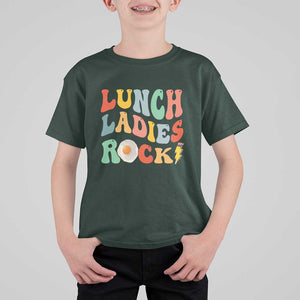 Lunch Ladies Rock T Shirt For Kid Retro Groovy Cafeteria Crew Egg Pencil TS11 Dark Forest Green Print Your Wear