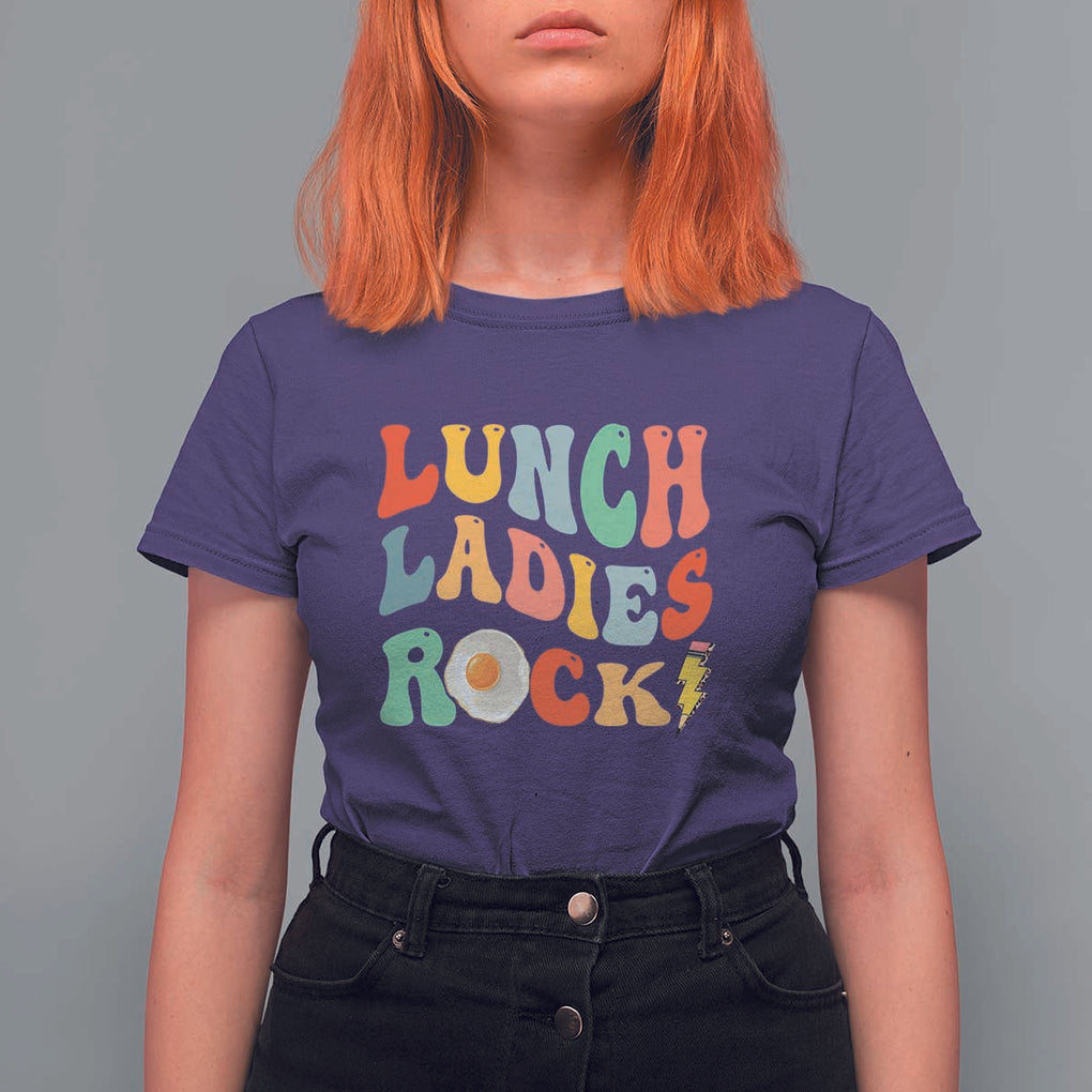 Lunch Ladies Rock T Shirt For Women Retro Groovy Cafeteria Crew Egg Pencil TS11 Purple Print Your Wear
