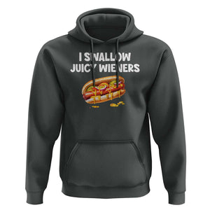 Funny Hotdog Hoodie I Swallow Juicy Wieners Joke Sarcastic TS11 Dark Heather Print Your Wear
