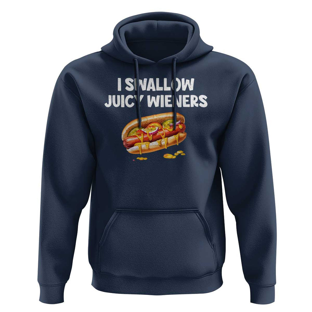 Funny Hotdog Hoodie I Swallow Juicy Wieners Joke Sarcastic TS11 Navy Print Your Wear