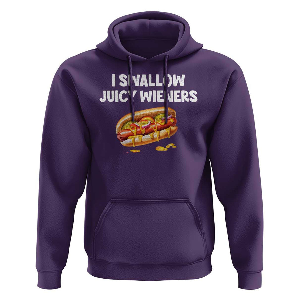 Funny Hotdog Hoodie I Swallow Juicy Wieners Joke Sarcastic TS11 Purple Print Your Wear