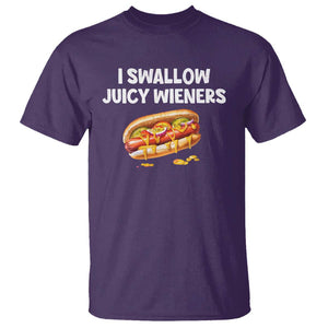 Funny Hotdog T Shirt I Swallow Juicy Wieners Joke Sarcastic TS11 Purple Print Your Wear