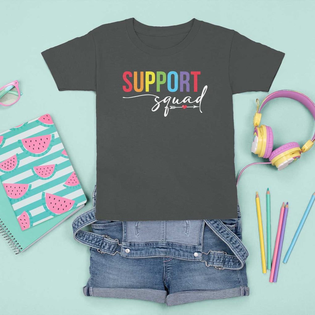 School Support Team T Shirt For Kid Support Squad Teacher TS11 Dark Heather Print Your Wear
