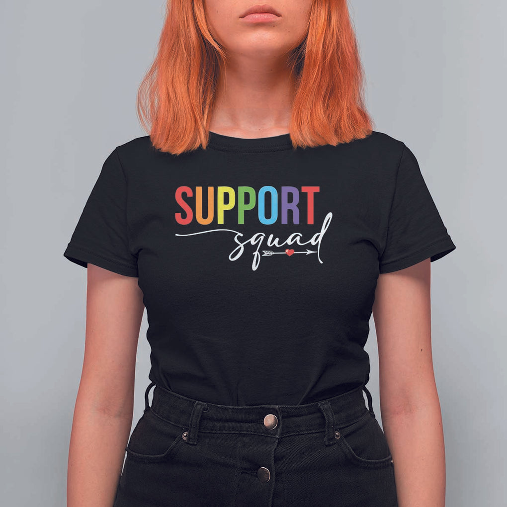 School Support Team T Shirt For Women Support Squad Teacher TS11 Black Print Your Wear