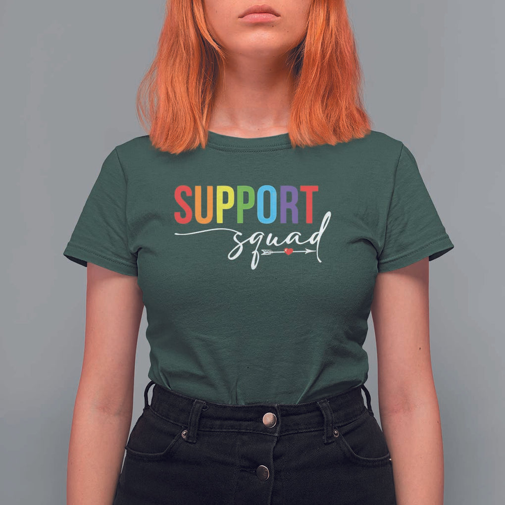 School Support Team T Shirt For Women Support Squad Teacher TS11 Dark Forest Green Print Your Wear