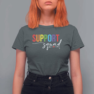 School Support Team T Shirt For Women Support Squad Teacher TS11 Dark Heather Print Your Wear