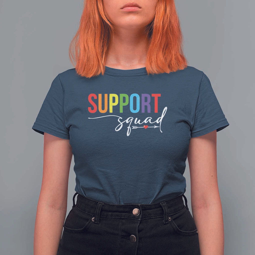 School Support Team T Shirt For Women Support Squad Teacher TS11 Navy Print Your Wear