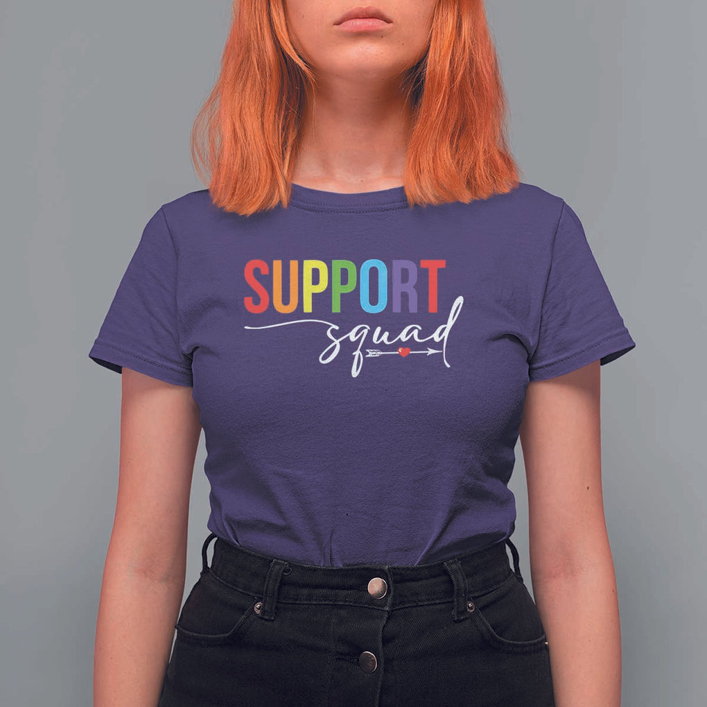 School Support Team T Shirt For Women Support Squad Teacher TS11 Purple Print Your Wear