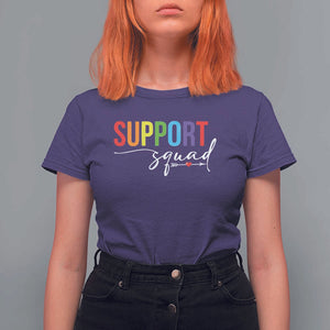 School Support Team T Shirt For Women Support Squad Teacher TS11 Purple Print Your Wear