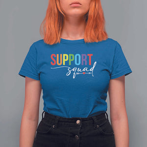 School Support Team T Shirt For Women Support Squad Teacher TS11 Royal Blue Print Your Wear