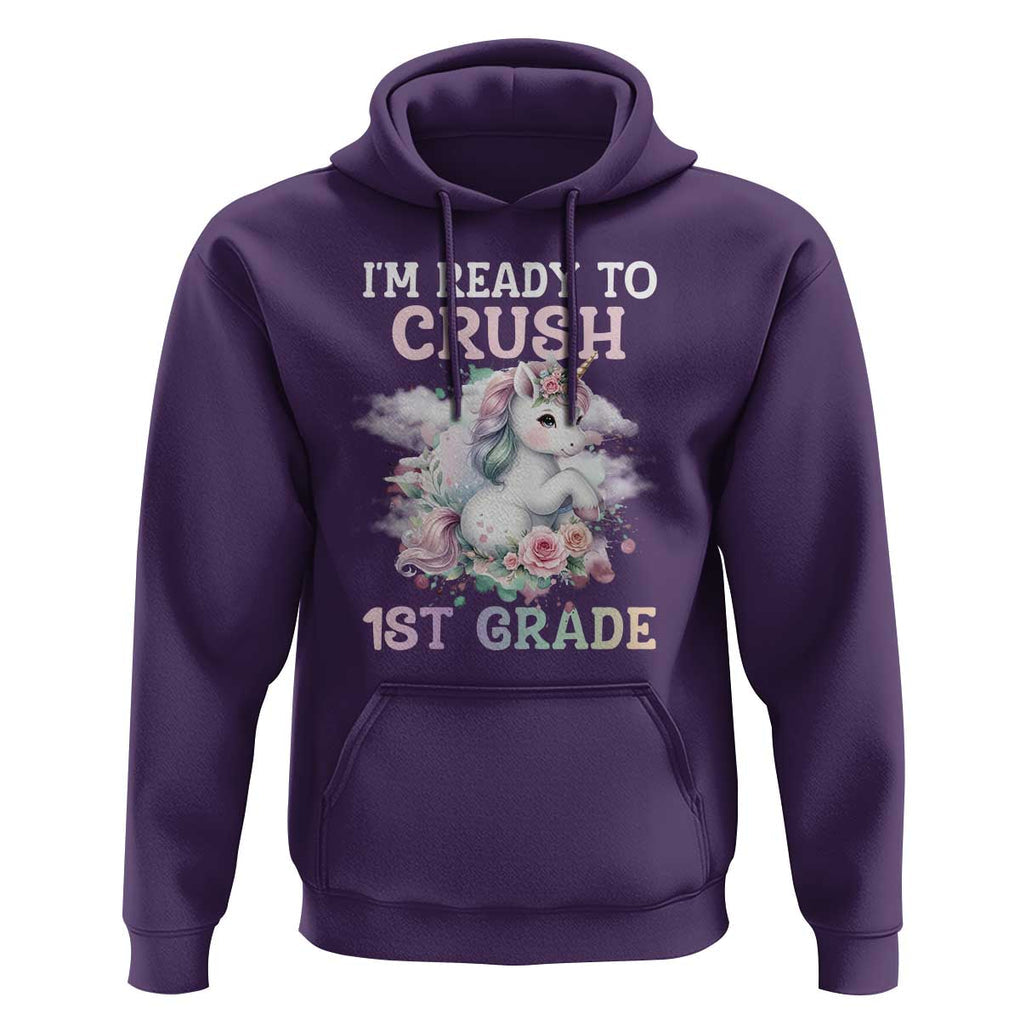 Back To School Hoodie I'm Ready To Crush First Grade Unicorn TS11 Purple Print Your Wear