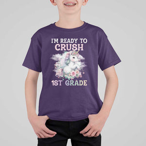 Back To School T Shirt For Kid I'm Ready To Crush First Grade Unicorn TS11 Purple Print Your Wear