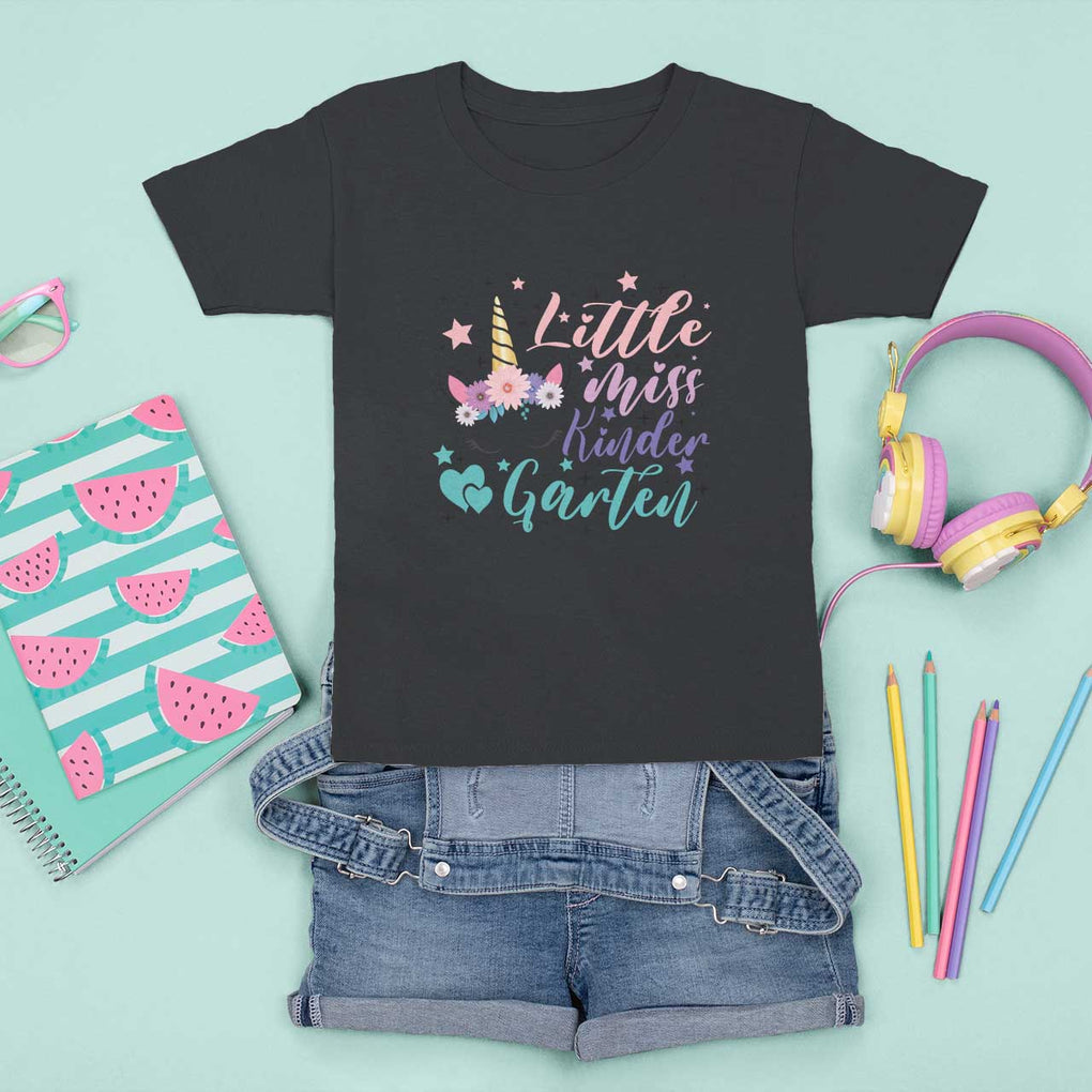 Back To School T Shirt For Kid Little Miss Kindergarten Unicorn TS11 Black Print Your Wear