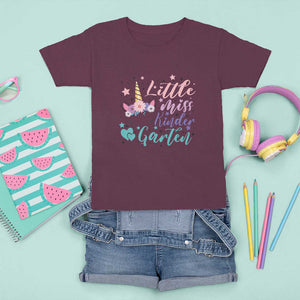 Back To School T Shirt For Kid Little Miss Kindergarten Unicorn TS11 Maroon Print Your Wear