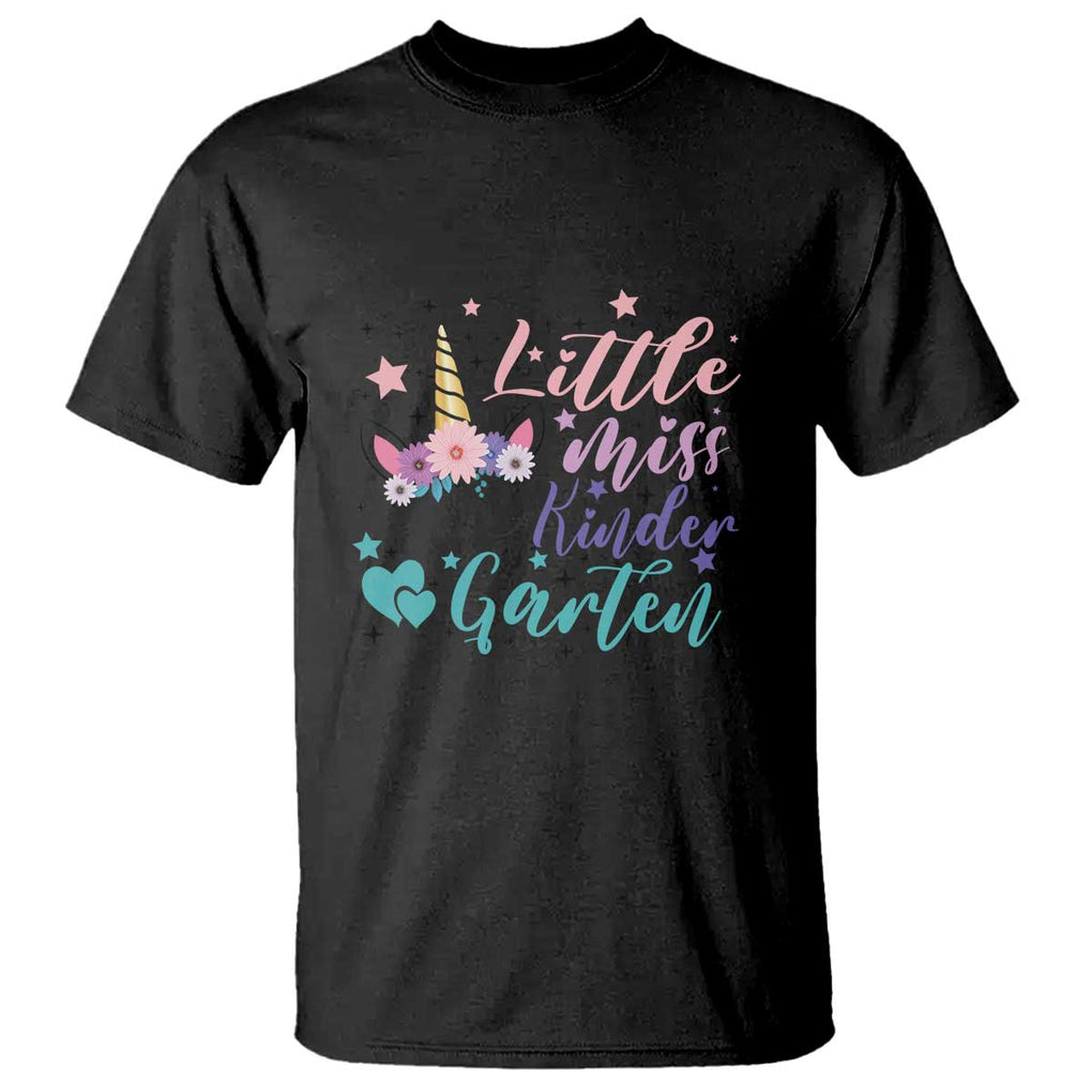 Back To School T Shirt Little Miss Kindergarten Unicorn TS11 Black Print Your Wear