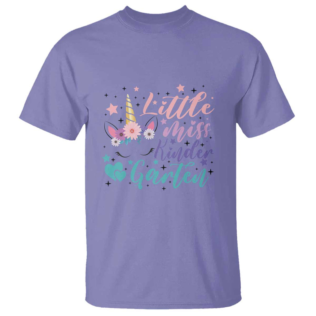 Back To School T Shirt Little Miss Kindergarten Unicorn TS11 Violet Print Your Wear