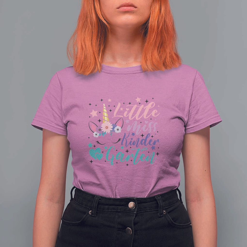 Back To School T Shirt For Women Little Miss Kindergarten Unicorn TS11 Azalea Print Your Wear