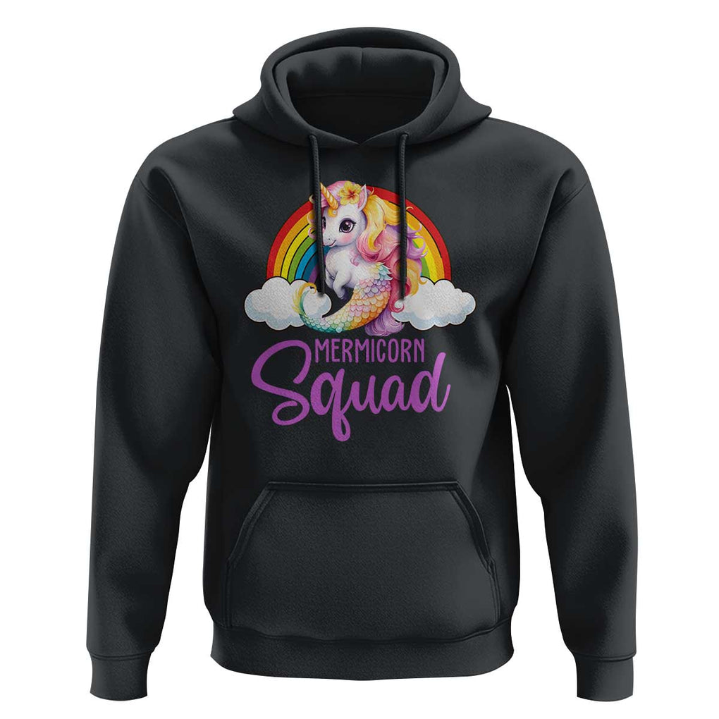 Mermicorn Squad Hoodie Mermaids Unicorns Birthday Party Rainbow TS11 Black Print Your Wear