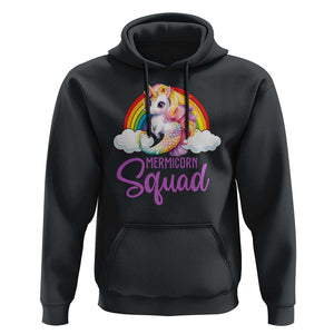 Mermicorn Squad Hoodie Mermaids Unicorns Birthday Party Rainbow TS11 Black Print Your Wear