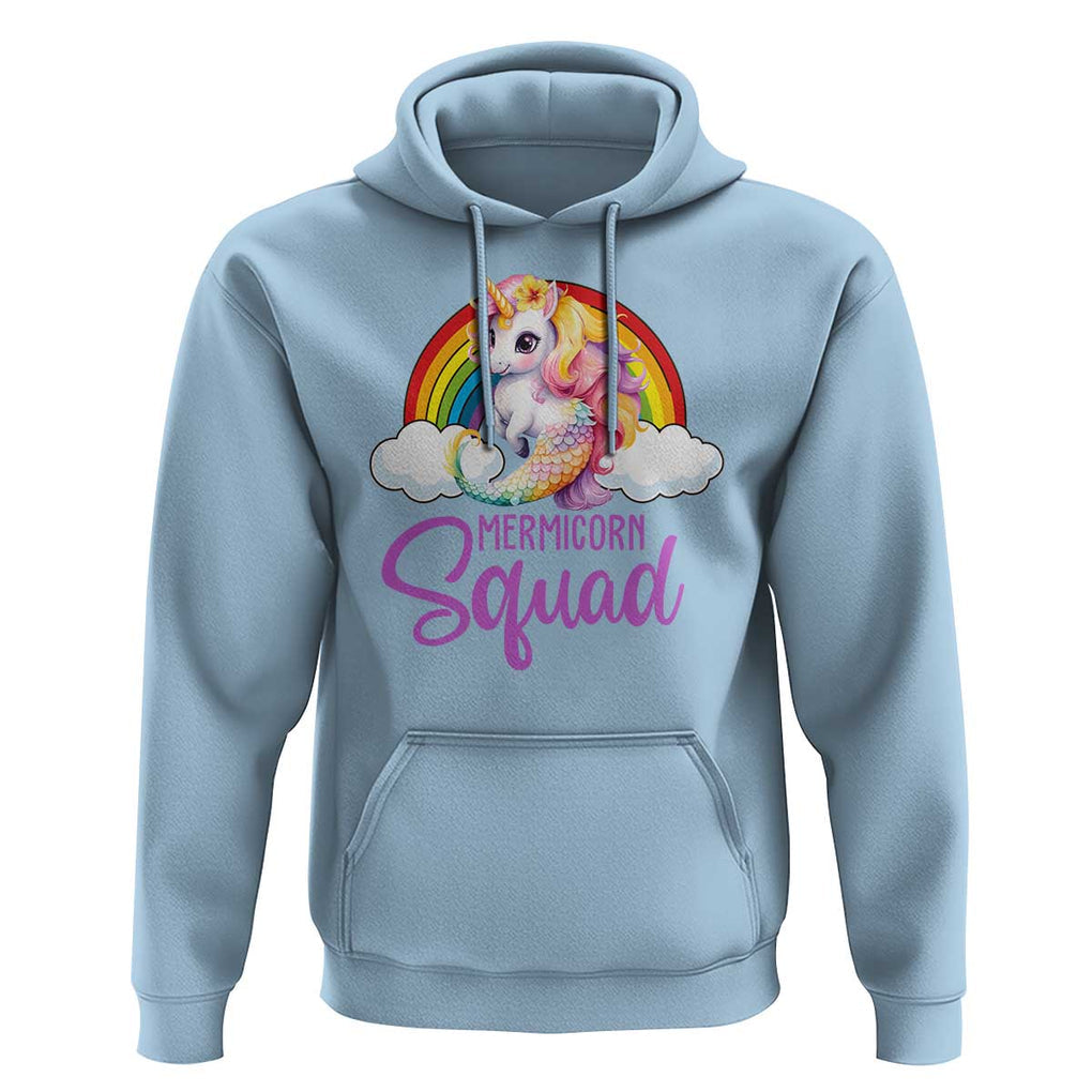 Mermicorn Squad Hoodie Mermaids Unicorns Birthday Party Rainbow TS11 Light Blue Print Your Wear